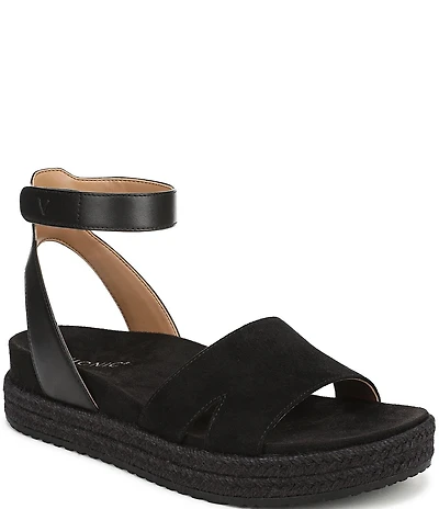 Vionic Yucca Suede Ankle Wrap Platform Espadrille Sandals