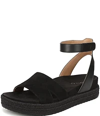 Vionic Yucca Suede Ankle Wrap Platform Espadrille Sandals