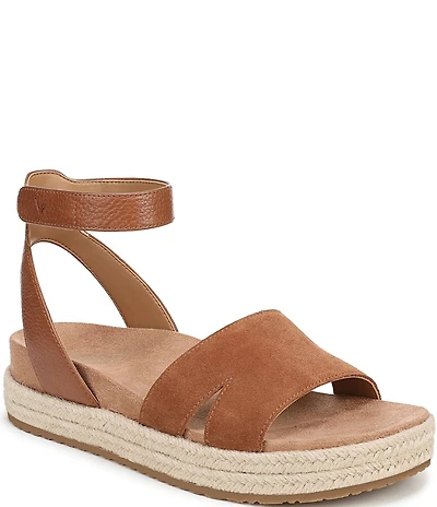 Vionic Yucca Suede Ankle Wrap Platform Espadrille Sandals