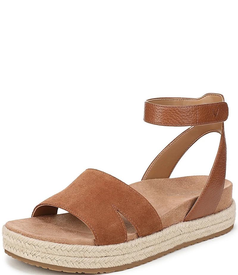 Vionic Yucca Suede Ankle Wrap Platform Espadrille Sandals