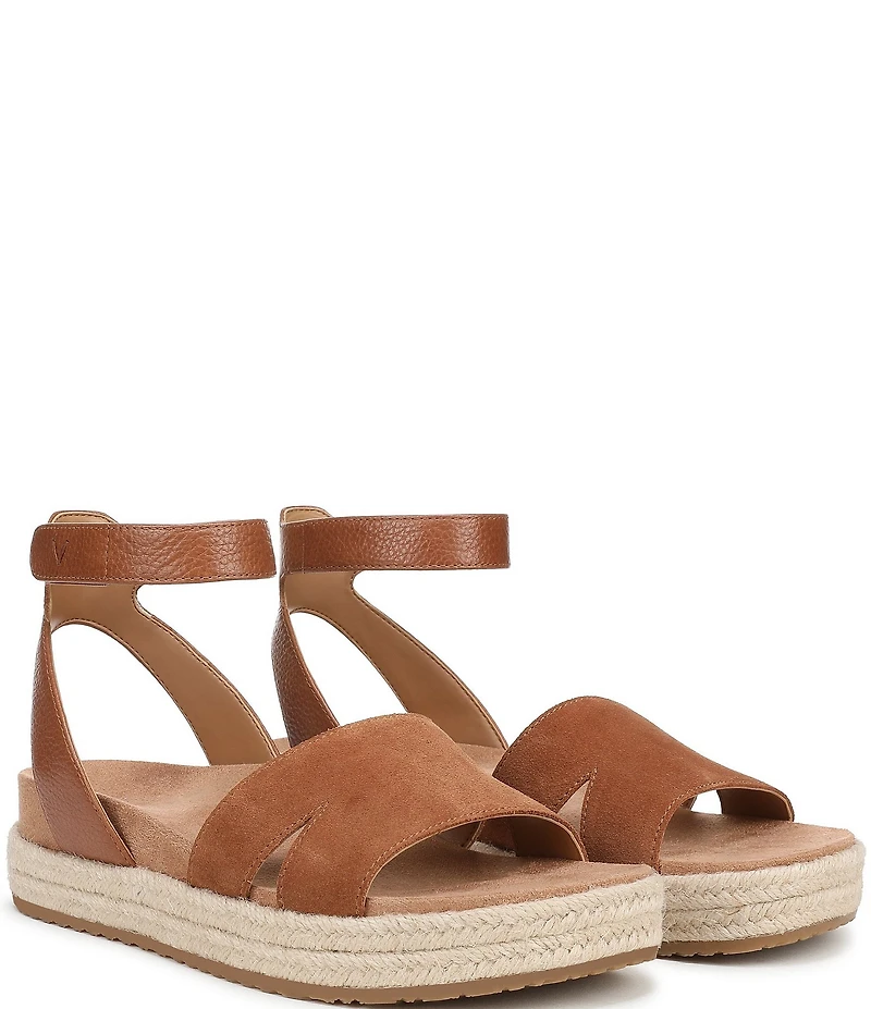 Vionic Yucca Suede Ankle Wrap Platform Espadrille Sandals