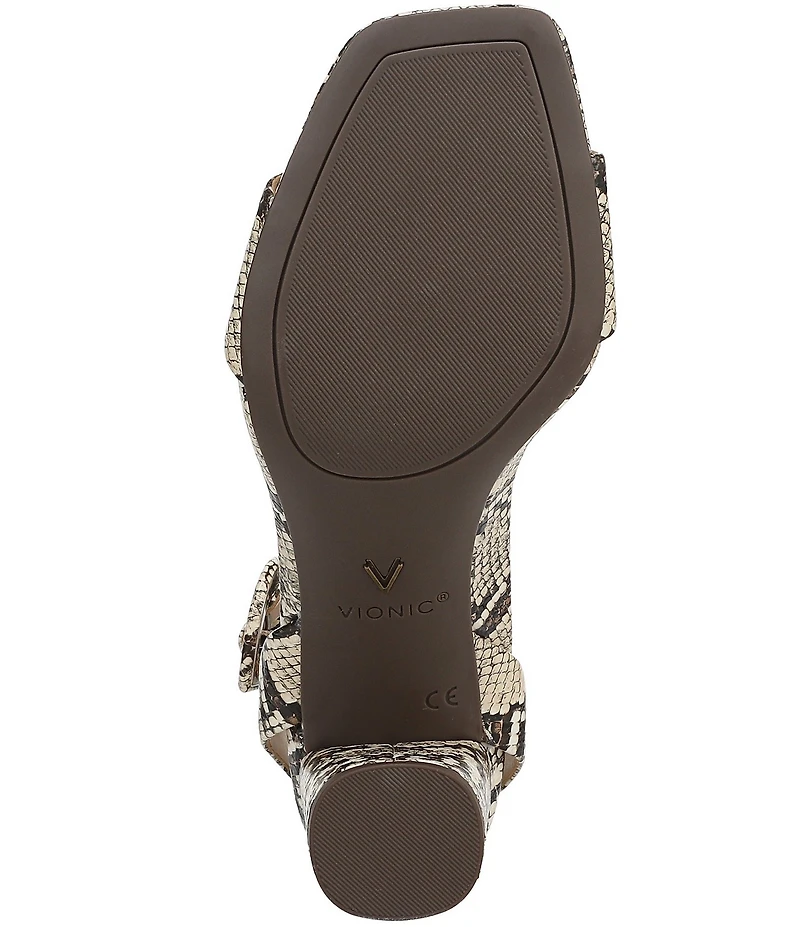 Vionic Zinfandel Embossed Snake Leather Dress Sandals