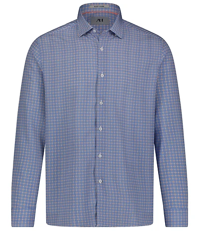 Visconti Big & Tall Check Print Stretch Long Sleeve Woven Shirt