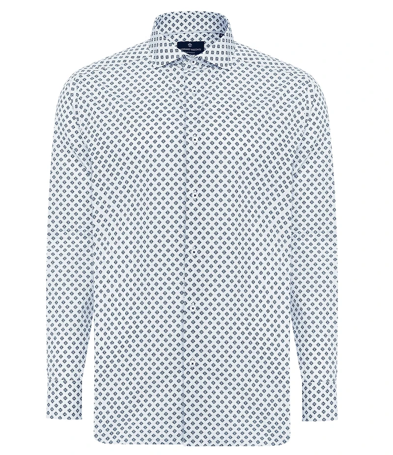 Visconti Big & Tall Diamond Print Stretch Long Sleeve Woven Shirt