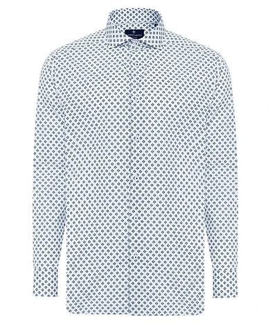 Visconti Big & Tall Diamond Print Stretch Long Sleeve Woven Shirt
