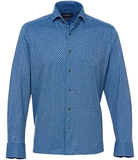 Visconti Big & Tall Geo Pattern Long Sleeve Woven Shirt