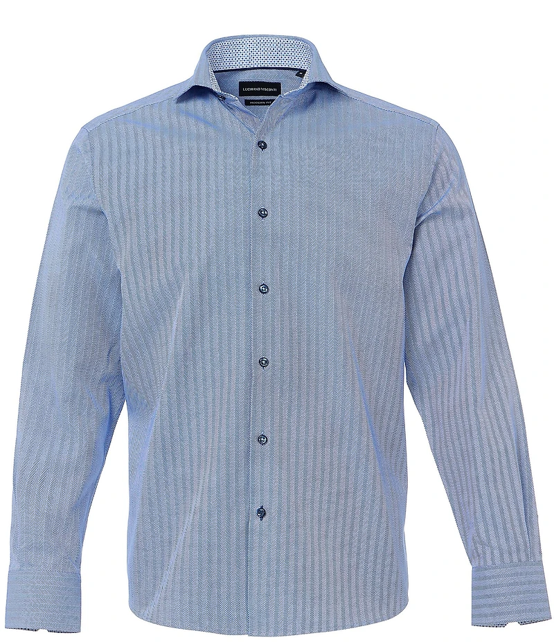 Visconti Big & Tall Herringbone Long Sleeve Woven Shirt