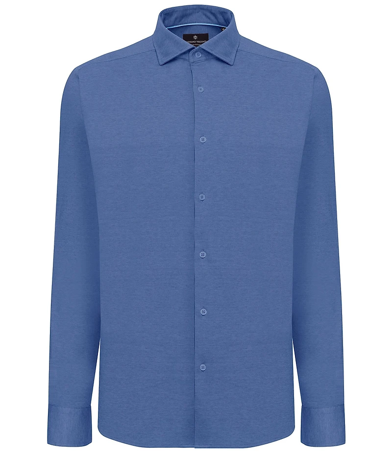 Visconti Big & Tall Melange Knit Long Sleeve Woven Shirt