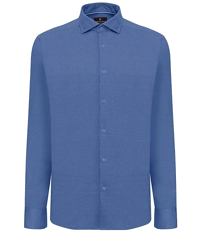 Visconti Big & Tall Melange Knit Long Sleeve Woven Shirt