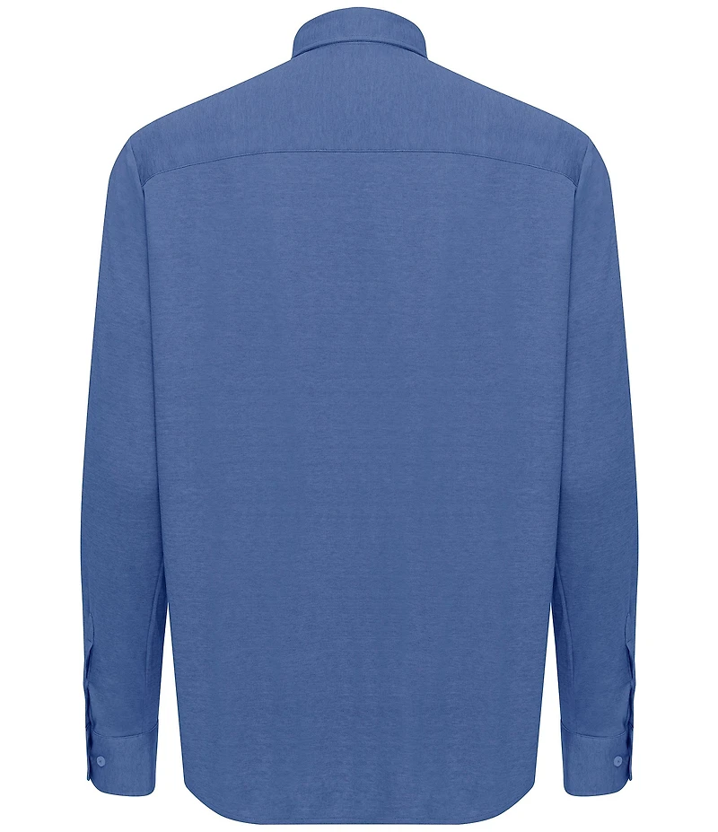 Visconti Big & Tall Melange Knit Long Sleeve Woven Shirt
