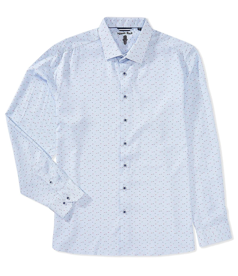 Visconti Big & Tall Multi Dot Print Stretch Long Sleeve Woven Shirt