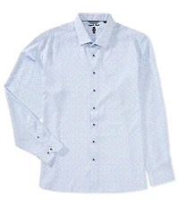 Visconti Big & Tall Multi Dot Print Stretch Long Sleeve Woven Shirt