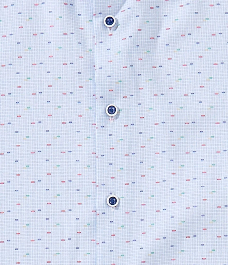 Visconti Big & Tall Multi Dot Print Stretch Long Sleeve Woven Shirt