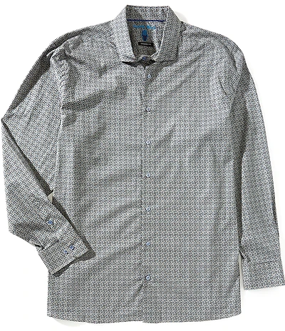 Visconti Big & Tall Multi Geo Print Long Sleeve Woven Shirt