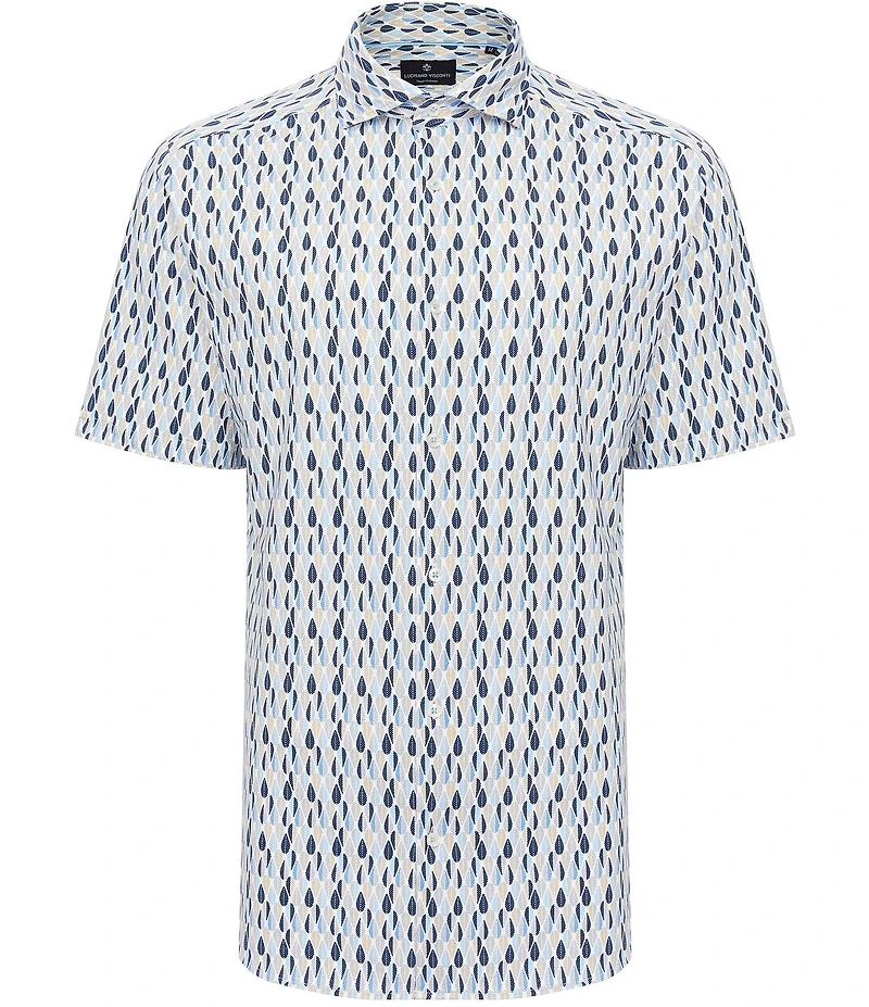 Visconti Big & Tall Retro Print Stretch Short Sleeve Woven Shirt