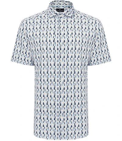 Visconti Big & Tall Retro Print Stretch Short Sleeve Woven Shirt