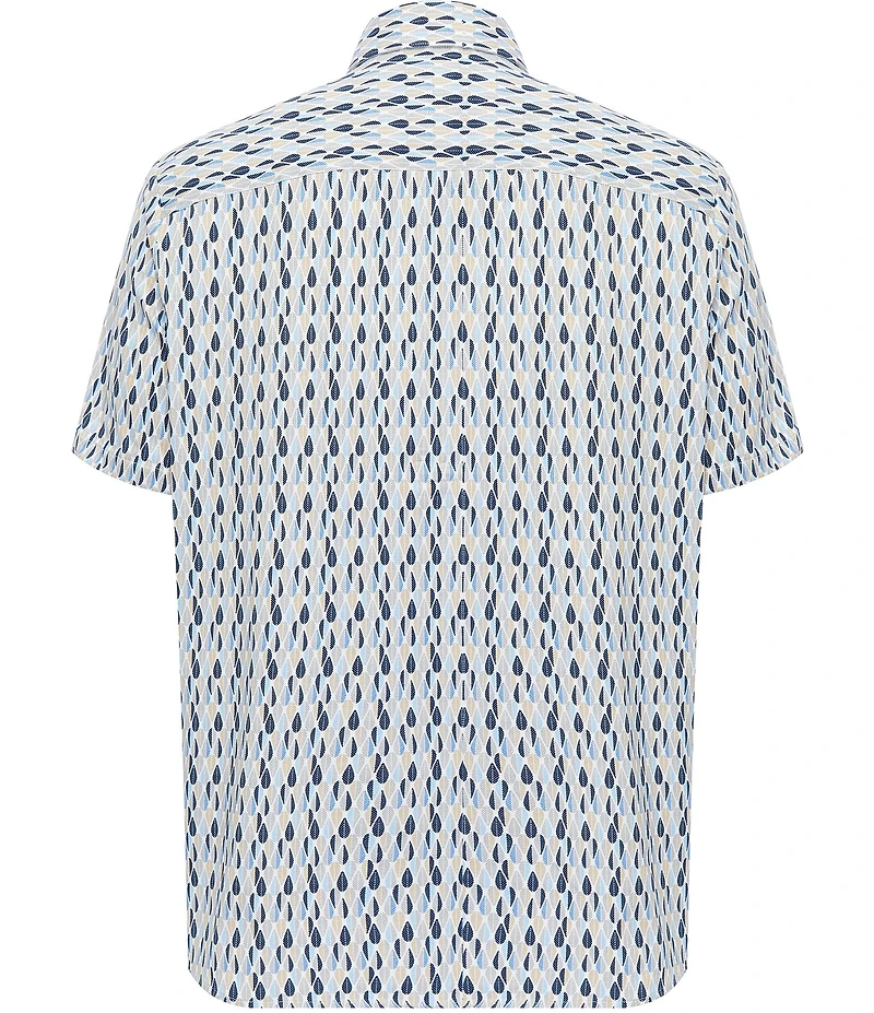 Visconti Big & Tall Retro Print Stretch Short Sleeve Woven Shirt