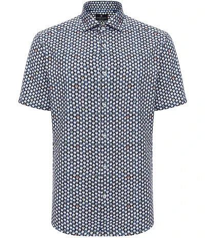 Visconti Big & Tall Skulls Print Stretch Short Sleeve Woven Shirt
