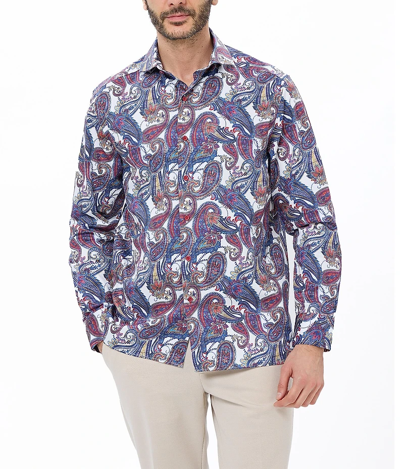 Visconti Large Paisley Long Sleeve Woven Shirt