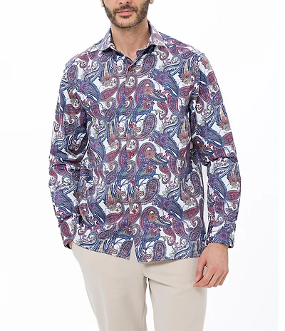 Visconti Large Paisley Long Sleeve Woven Shirt