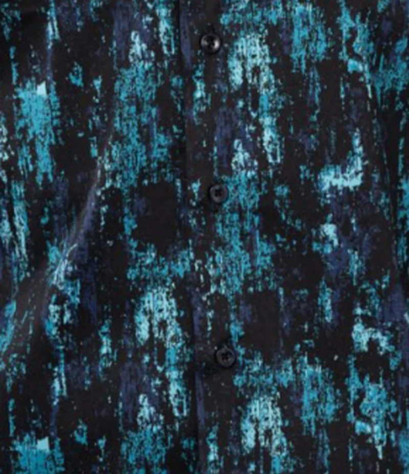 Visconti Marble Print Stretch Long Sleeve Woven Shirt