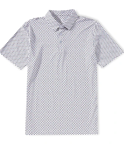 Visconti Mini Hexagon Print Stretch Short Sleeve Polo Shirt