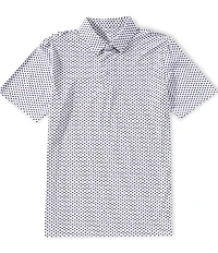 Visconti Mini Hexagon Print Stretch Short Sleeve Polo Shirt