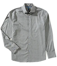 Visconti Multi Geo Print Long Sleeve Woven Shirt