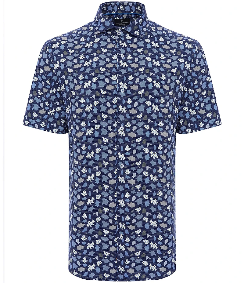Visconti Puzzle Print Stretch Short Sleeve Woven Shirt