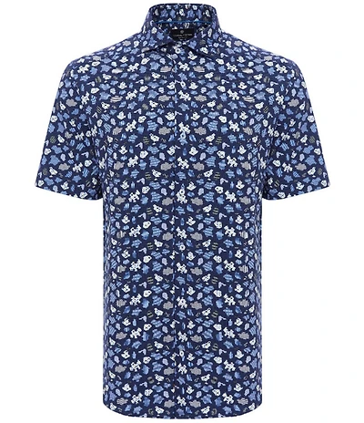 Visconti Puzzle Print Stretch Short Sleeve Woven Shirt