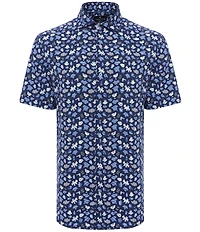 Visconti Puzzle Print Stretch Short Sleeve Woven Shirt