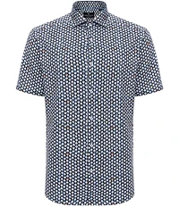 Visconti Skulls Print Stretch Short Sleeve Woven Shirt