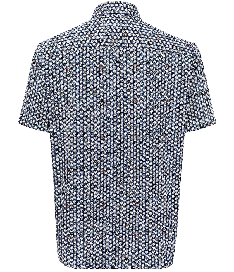 Visconti Skulls Print Stretch Short Sleeve Woven Shirt