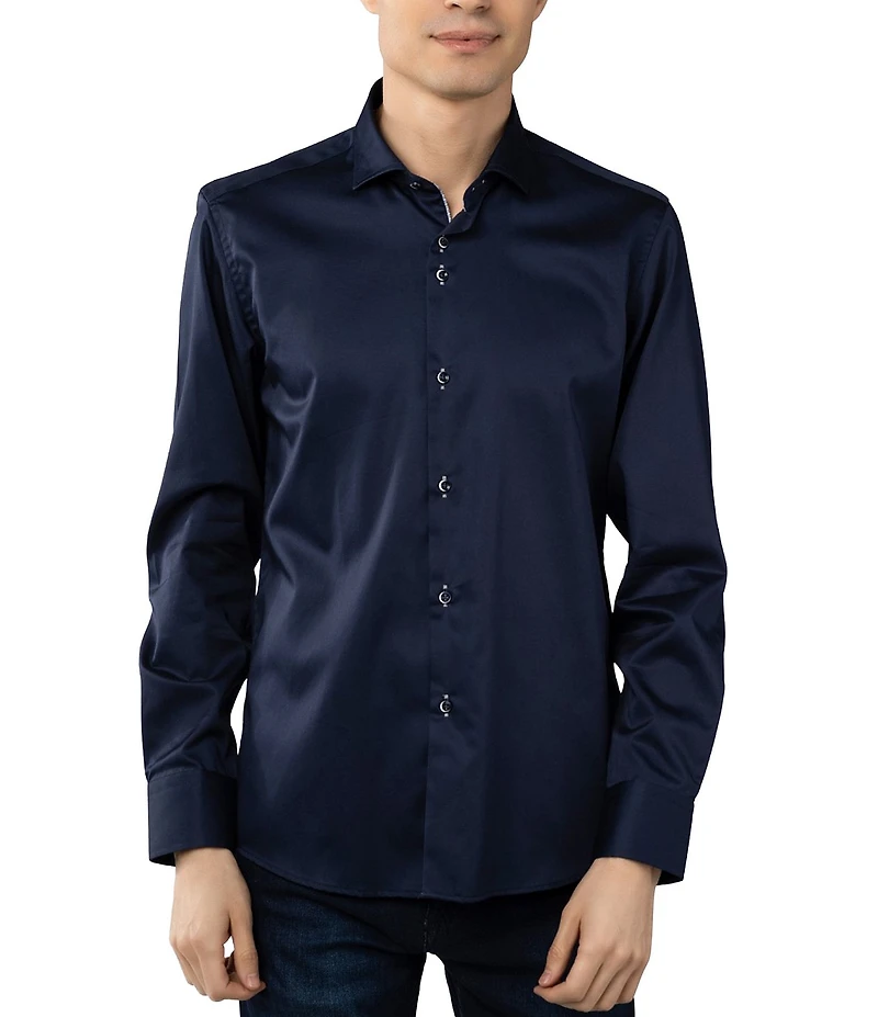 Visconti Slim Fit Leo Solid Long Sleeve Woven Shirt