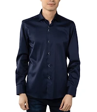 Visconti Slim Fit Leo Solid Long Sleeve Woven Shirt