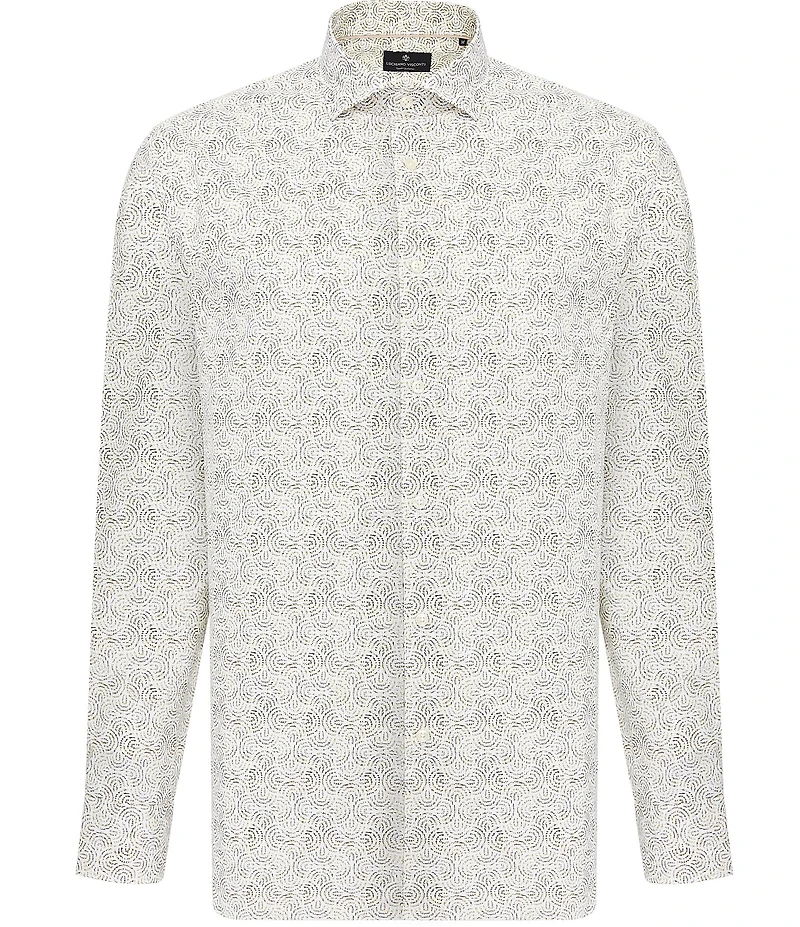 Visconti Swirl Print Stretch Long Sleeve Woven Shirt