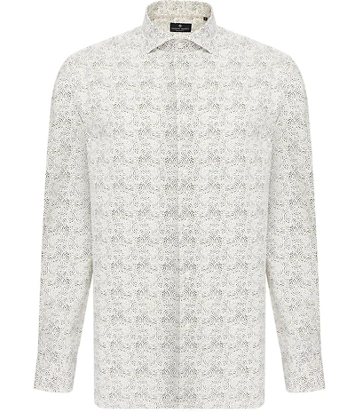 Visconti Swirl Print Stretch Long Sleeve Woven Shirt