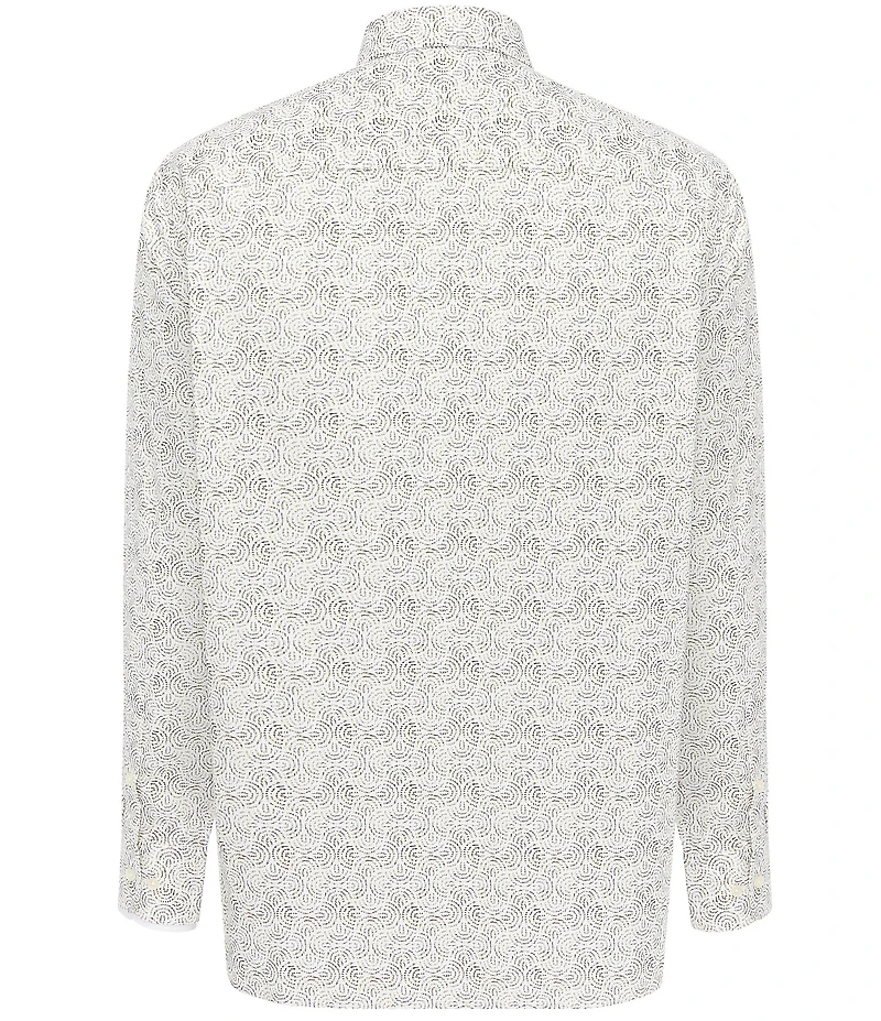 Visconti Swirl Print Stretch Long Sleeve Woven Shirt