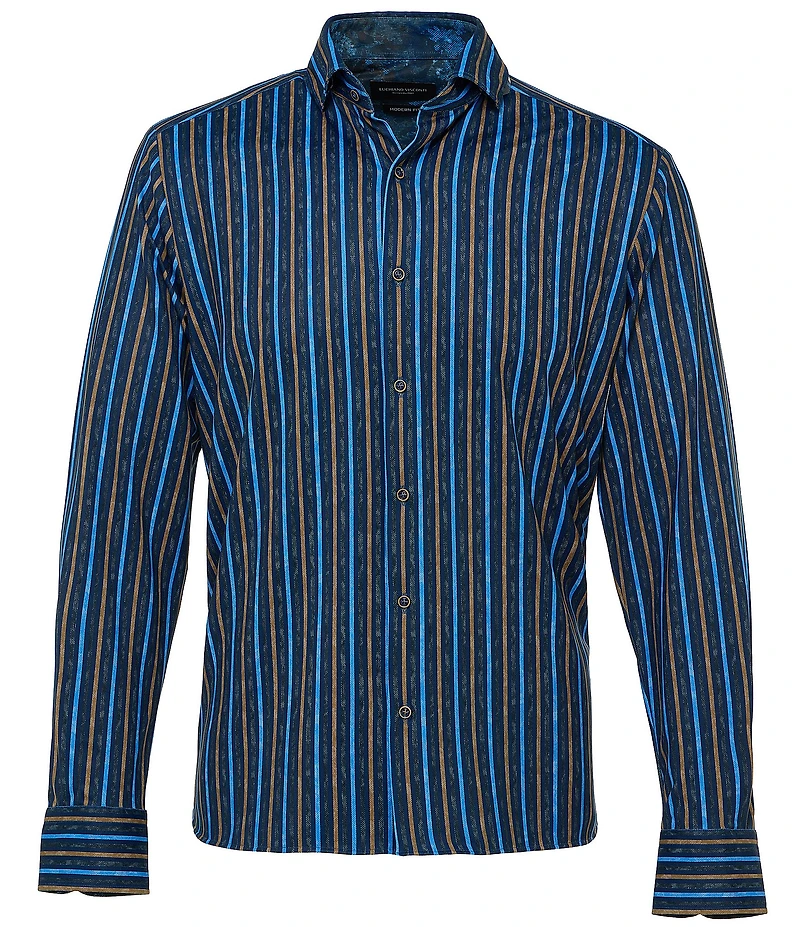Visconti Textured Stripe Long Sleeve Woven Shirt