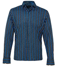 Visconti Textured Stripe Long Sleeve Woven Shirt