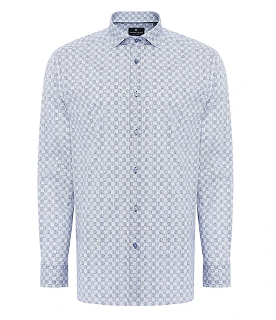 Visconti Watercolor Print Stretch Long Sleeve Woven Shirt