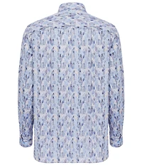 Visconti Wavy Grid Print Stretch Long Sleeve Woven Shirt