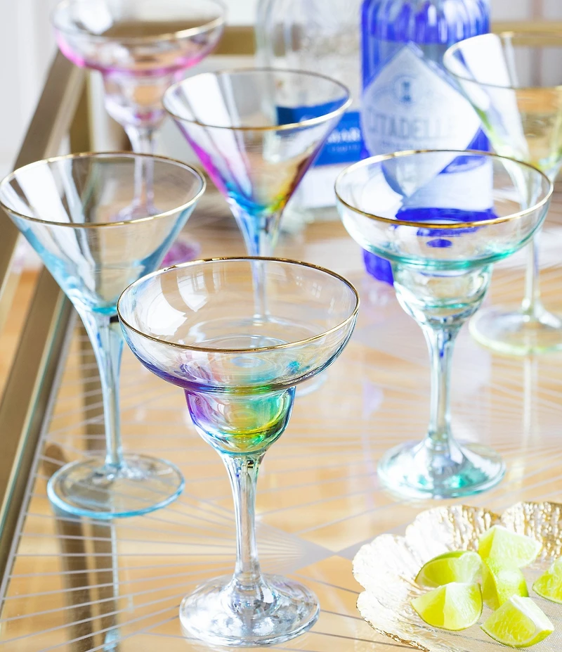 Viva by VIETRI Rainbow Multi Gold Rimmed Martini Glass