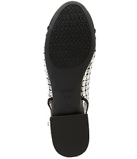VIVAIA Bethany Tweed Pearl Slingback Studded Block Heel Ballet Pumps