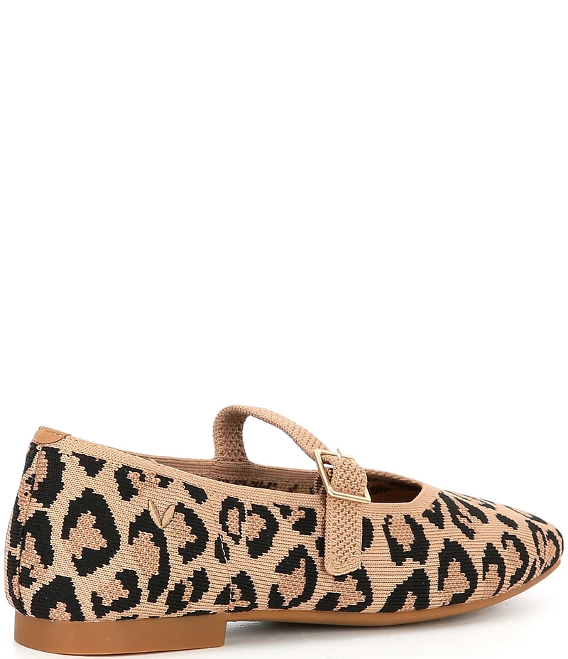 VIVAIA Margot Mary Jane Leopard Print Stretch Knit Square Toe Flats