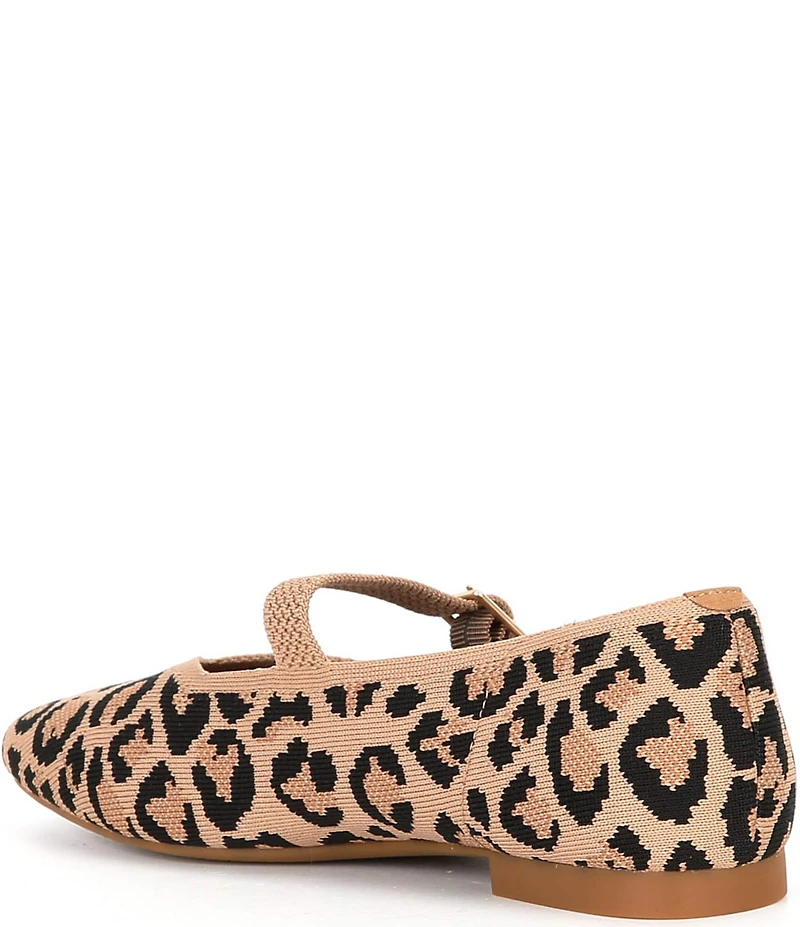 VIVAIA Margot Mary Jane Leopard Print Stretch Knit Square Toe Flats