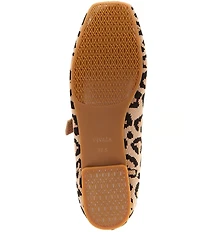 VIVAIA Margot Mary Jane Leopard Print Stretch Knit Square Toe Flats