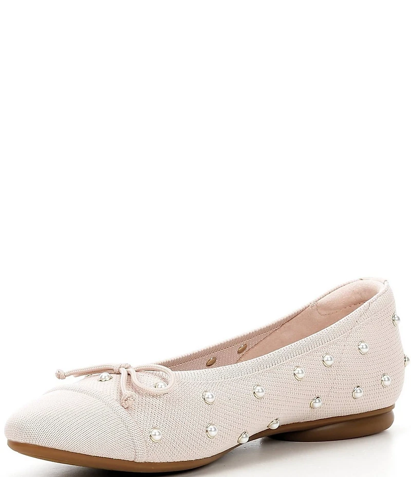 VIVAIA Tiana Knit Pearl Bow Ballet Flats