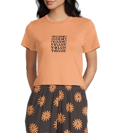 Volcom As If Desert Sand Short Sleeve Cropped Baby Tee