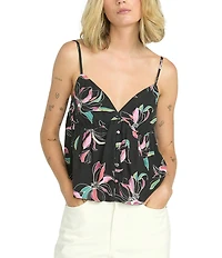 Volcom Dream In Bloom Sleeveless Crinkle Gauze Camisole